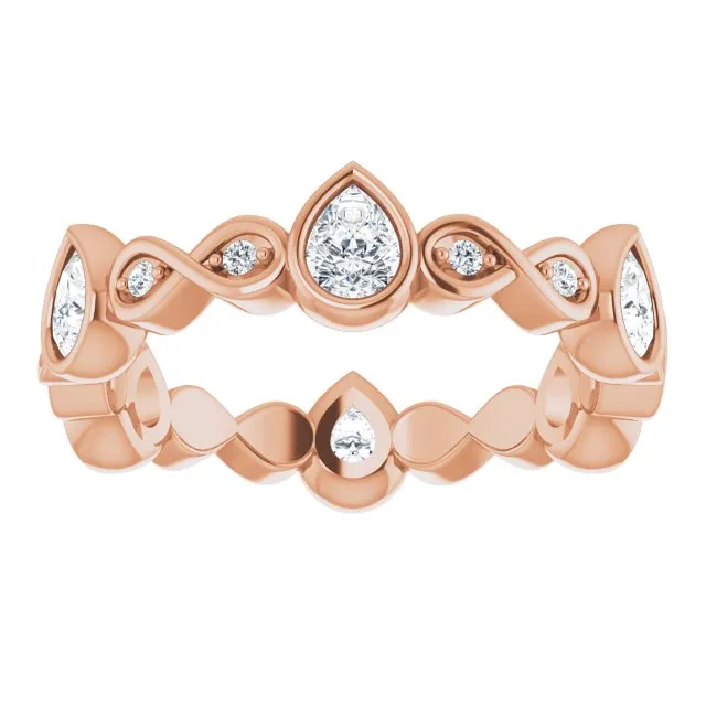 1.36 ct. Bezel Set Pear And Round Diamond Eternity Band