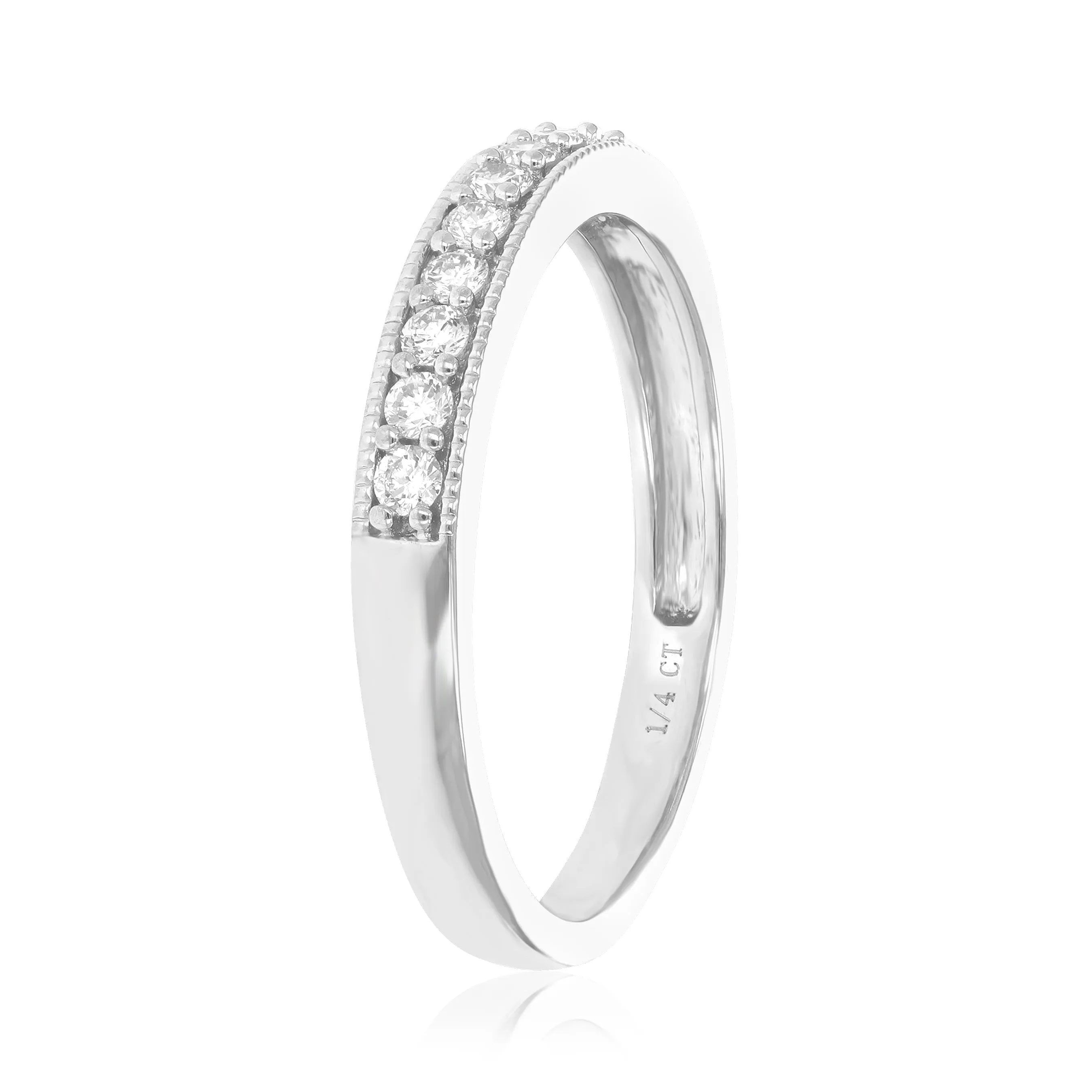 1/4 cttw Lab Grown Diamond Milgrain Wedding Band in Sterling Silver