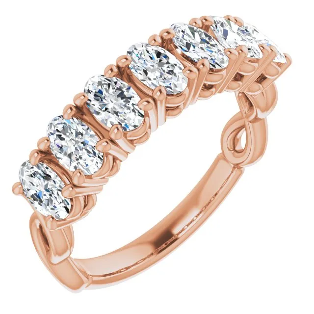 1.47 ct. Oval Cut Diamond Wedding Band 7 Stone Infinity Ring