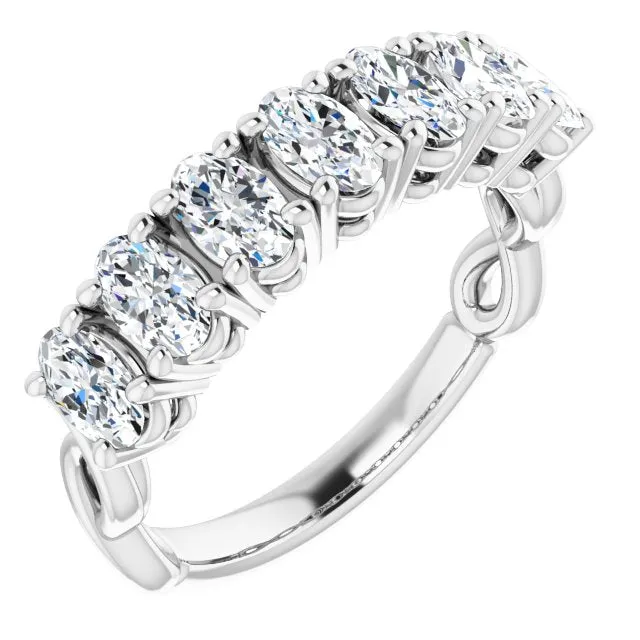 1.47 ct. Oval Cut Diamond Wedding Band 7 Stone Infinity Ring