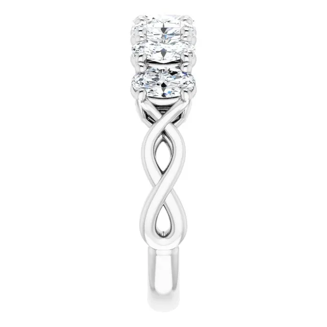 1.47 ct. Oval Cut Diamond Wedding Band 7 Stone Infinity Ring