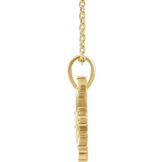14K Gold .03 CT Natural Diamond Heart & Daggers 16-18" Necklace