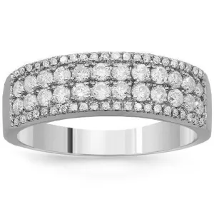 14K Solid White Gold Women's Diamond Wedding Ring Band 0.88 Cwt.