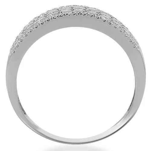14K Solid White Gold Women's Diamond Wedding Ring Band 0.88 Cwt.