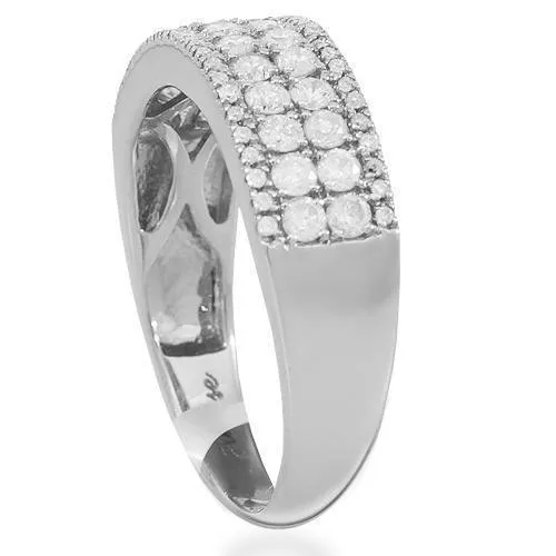 14K Solid White Gold Women's Diamond Wedding Ring Band 0.88 Cwt.