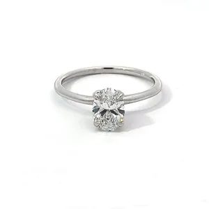 14K White Gold 1.0CT Lab Diamond Oval Engagement Ring