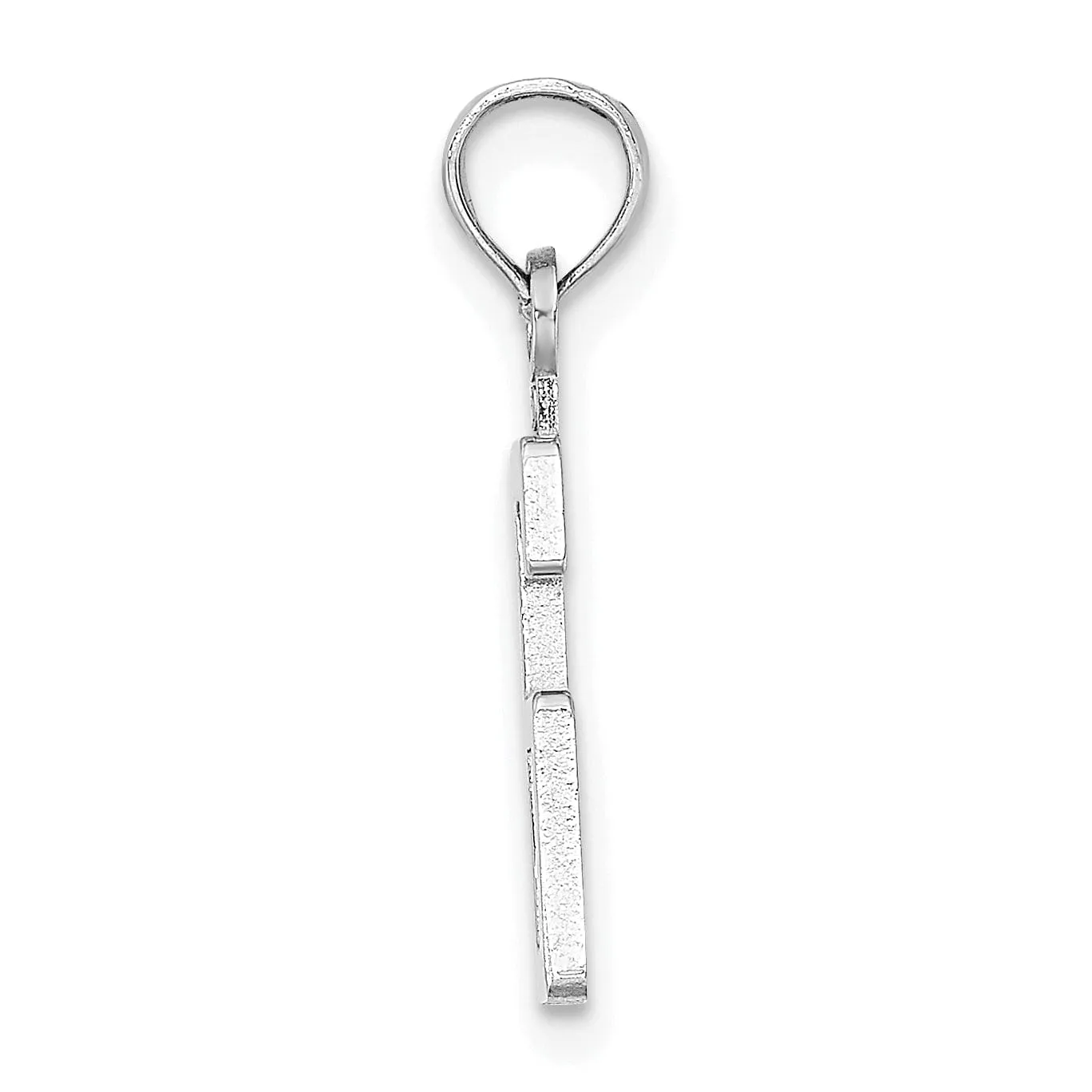 14K White Gold Polished Finished Block Script Design Number 6 Charm Pendant