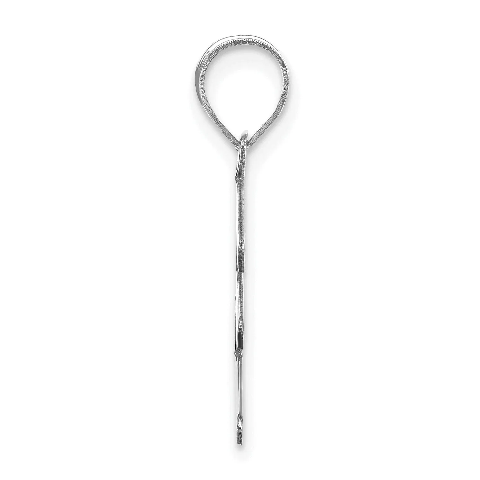 14k White Gold Slanted Design Bubble Letter E Initial Charm Pendant
