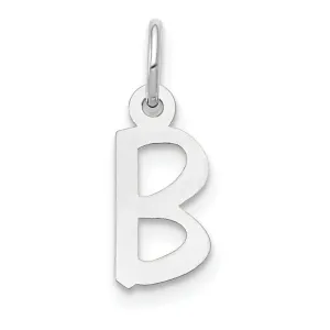 14k White Gold Small Slanted Block Letter B Initial Pendant