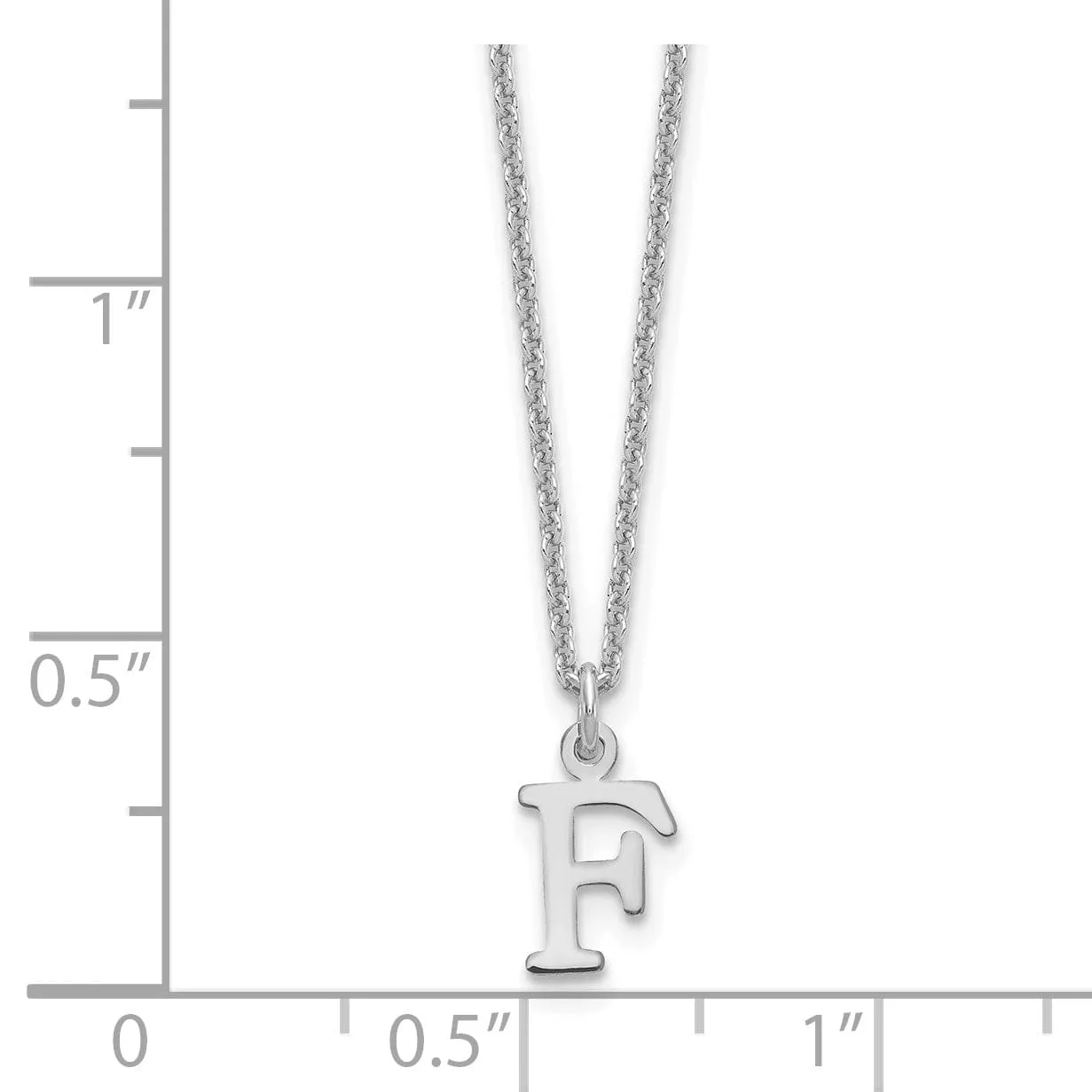 14k White Gold Tiny Cut Out Block Letter F Initial Pendant and Necklace