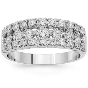14K White Solid Gold Womens Diamond Wedding Ring Band 1 Ctw