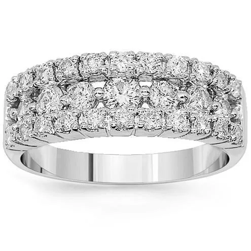 14K White Solid Gold Womens Diamond Wedding Ring Band 1 Ctw