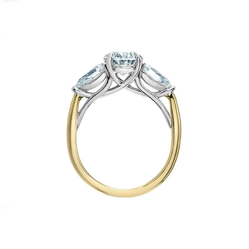 14K Yellow and White Gold 3.06TDW Lab Grown Diamond Engagement Ring