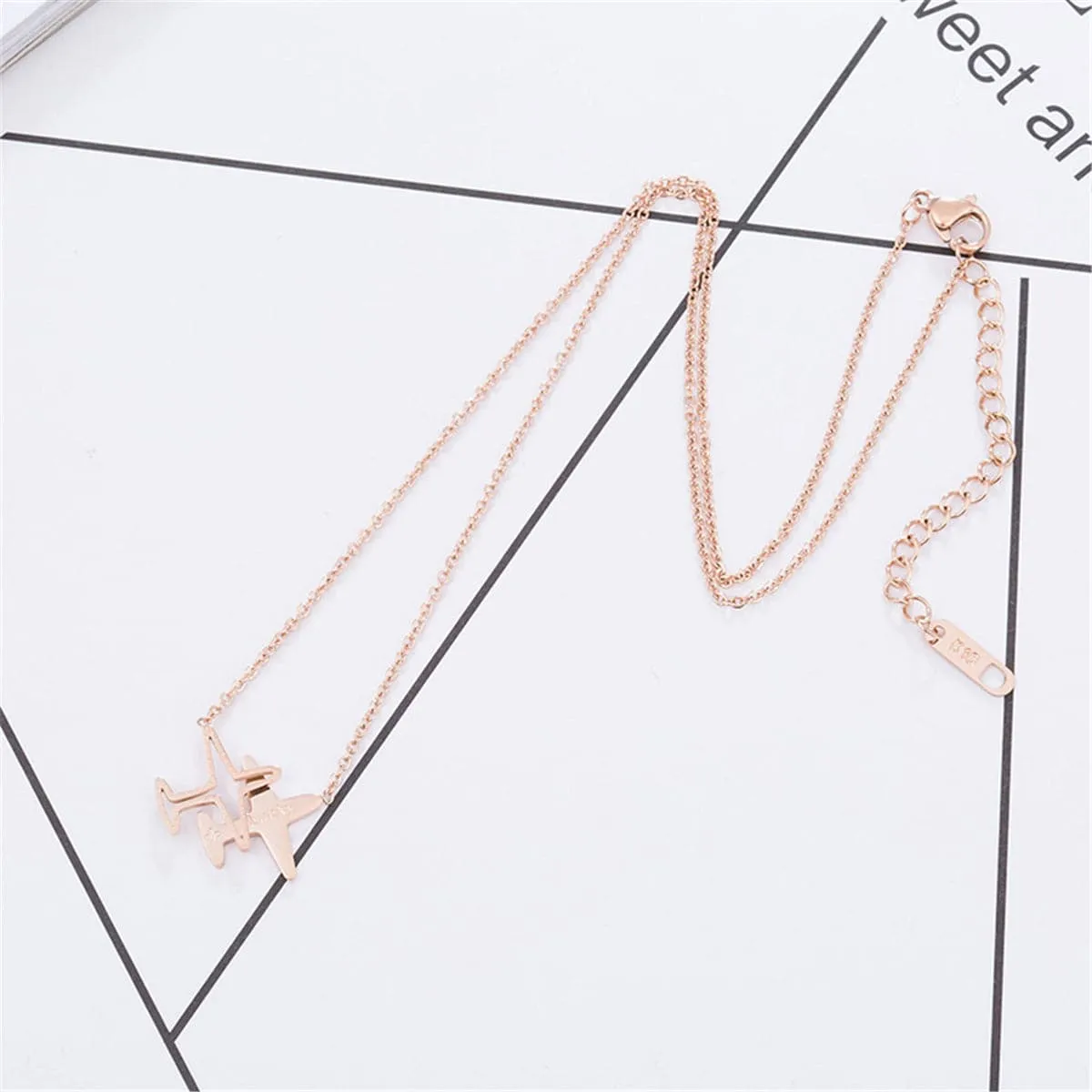 18K Rose Gold-Plated Airplane Pendant Necklace