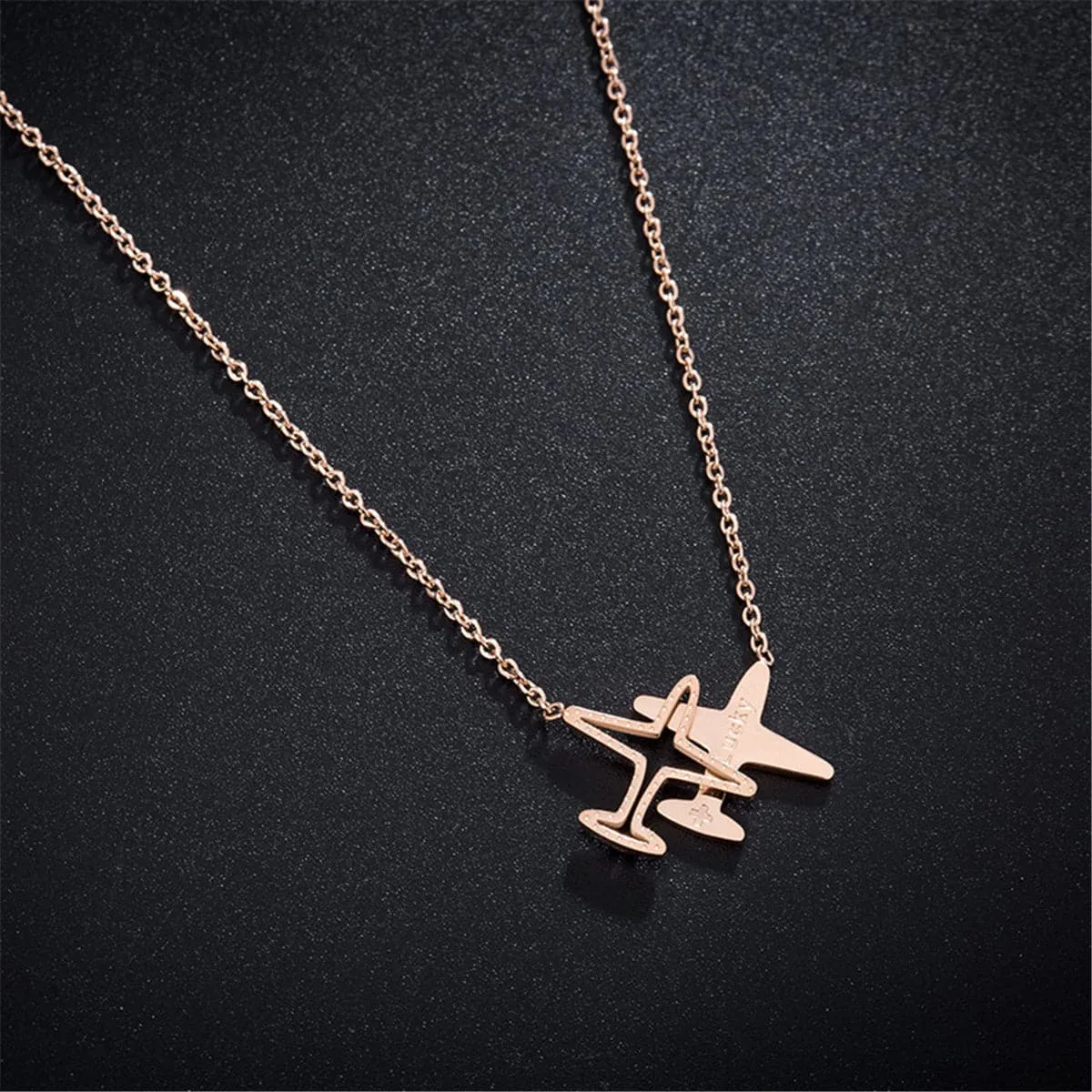 18K Rose Gold-Plated Airplane Pendant Necklace