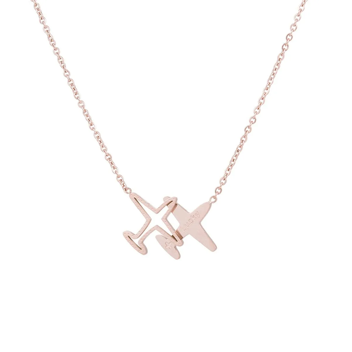 18K Rose Gold-Plated Airplane Pendant Necklace