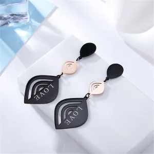 18K Rose Gold-Plated & Black 'Love' Laurel Drop Earrings