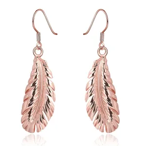 18K Rose Gold-Plated Feather Drop Earrings