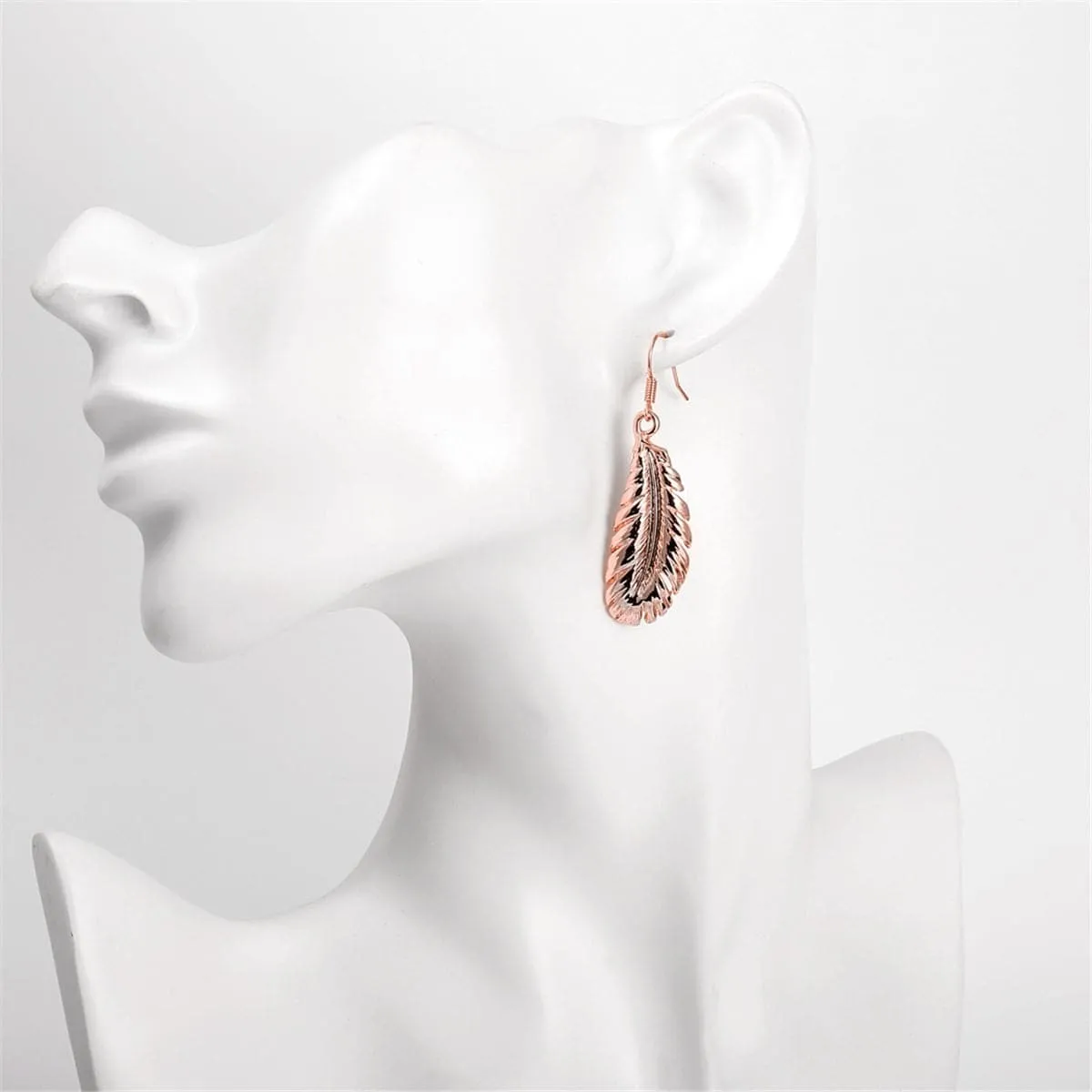 18K Rose Gold-Plated Feather Drop Earrings