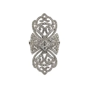 18K White Gold Diamond Lace Ring