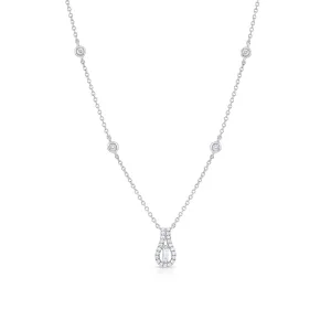 18K White Gold Diamond Loop Pendant Necklace