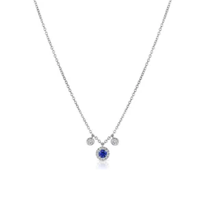 18kt White Gold Sapphire Diamond 2 Dangle Necklace