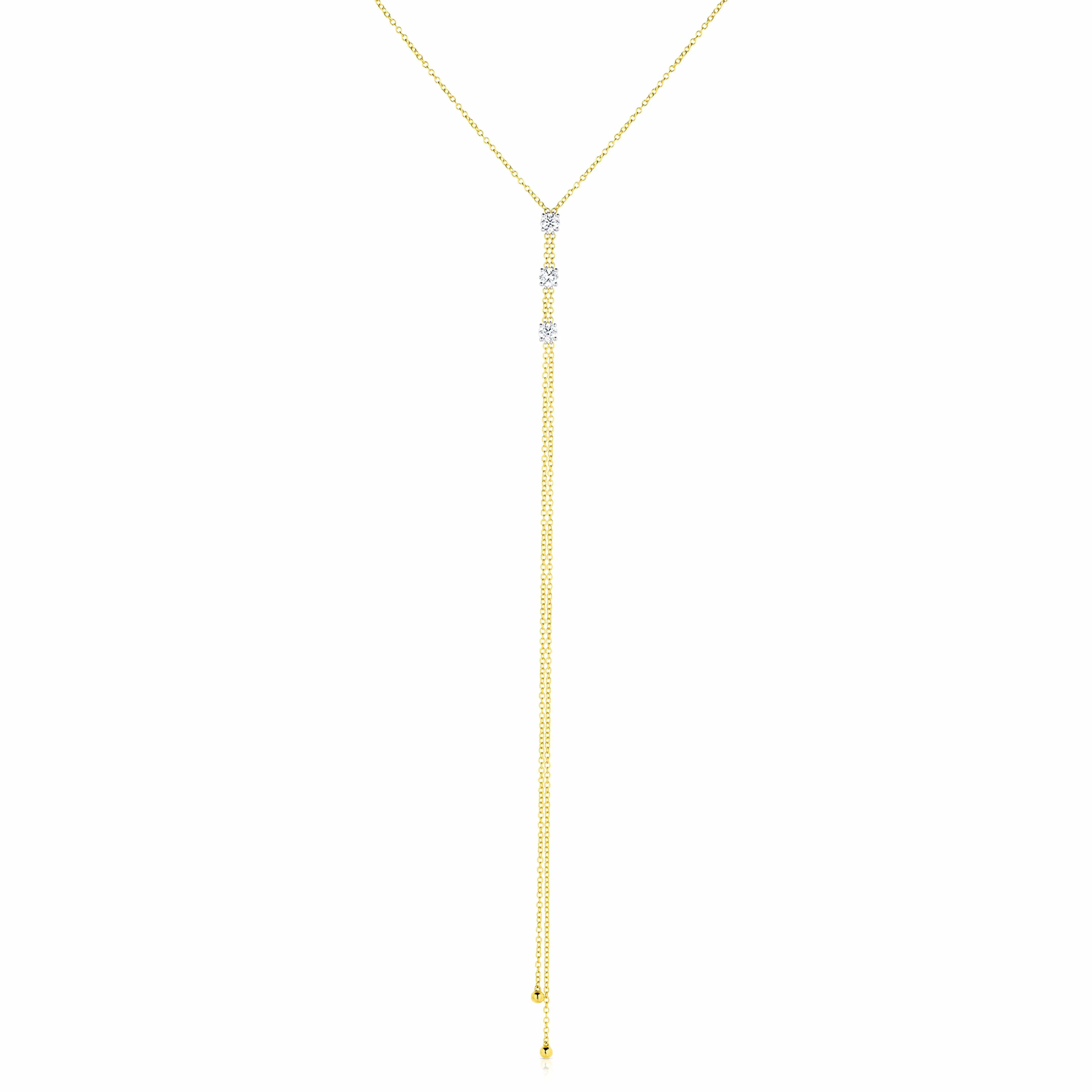 18kt Yellow Gold 0.74ctw Diamond Lariat Necklace