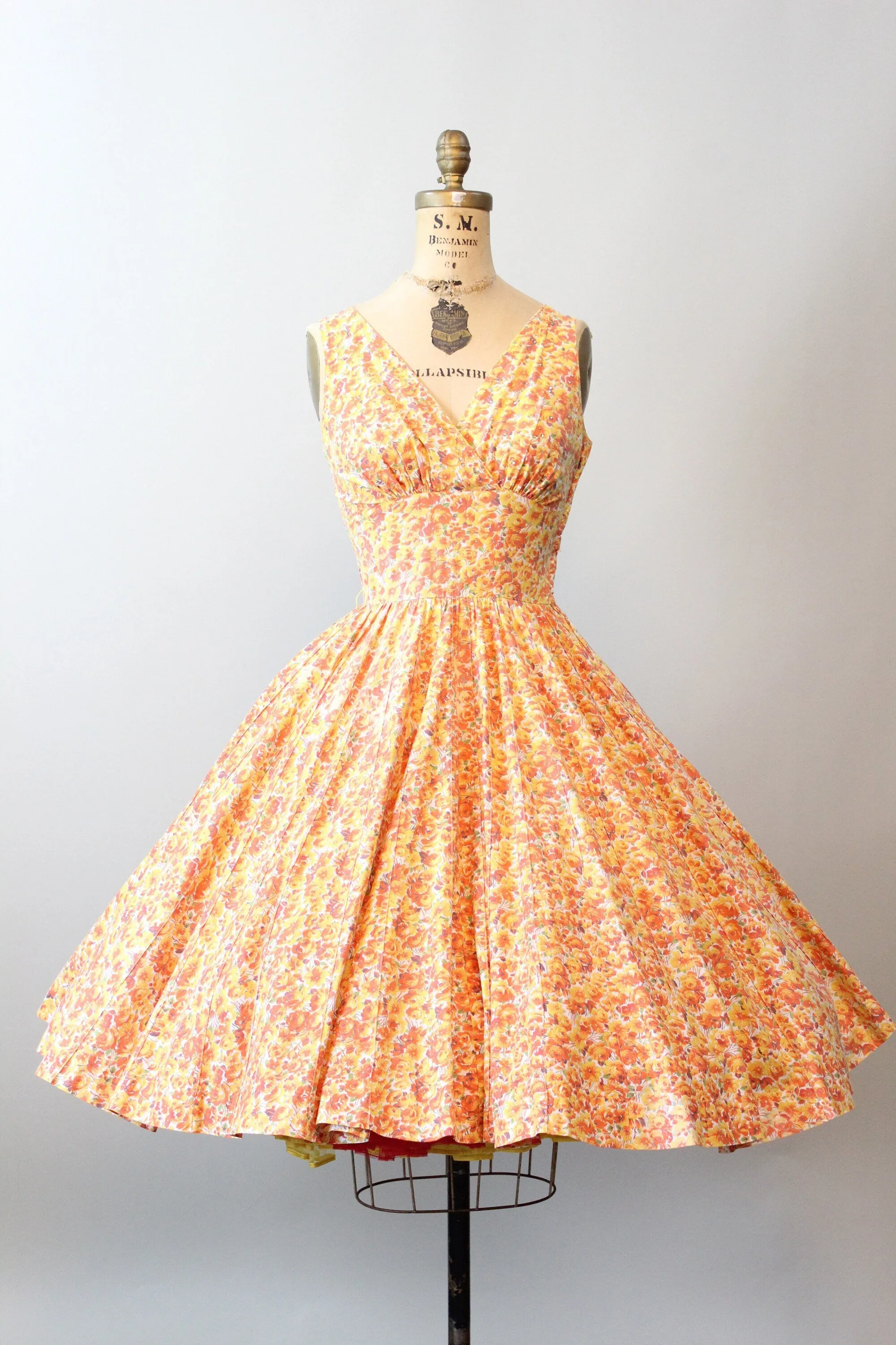 1950s PANSY and ROSE cotton print rhinestone dress xs | new spring