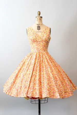 1950s PANSY and ROSE cotton print rhinestone dress xs | new spring