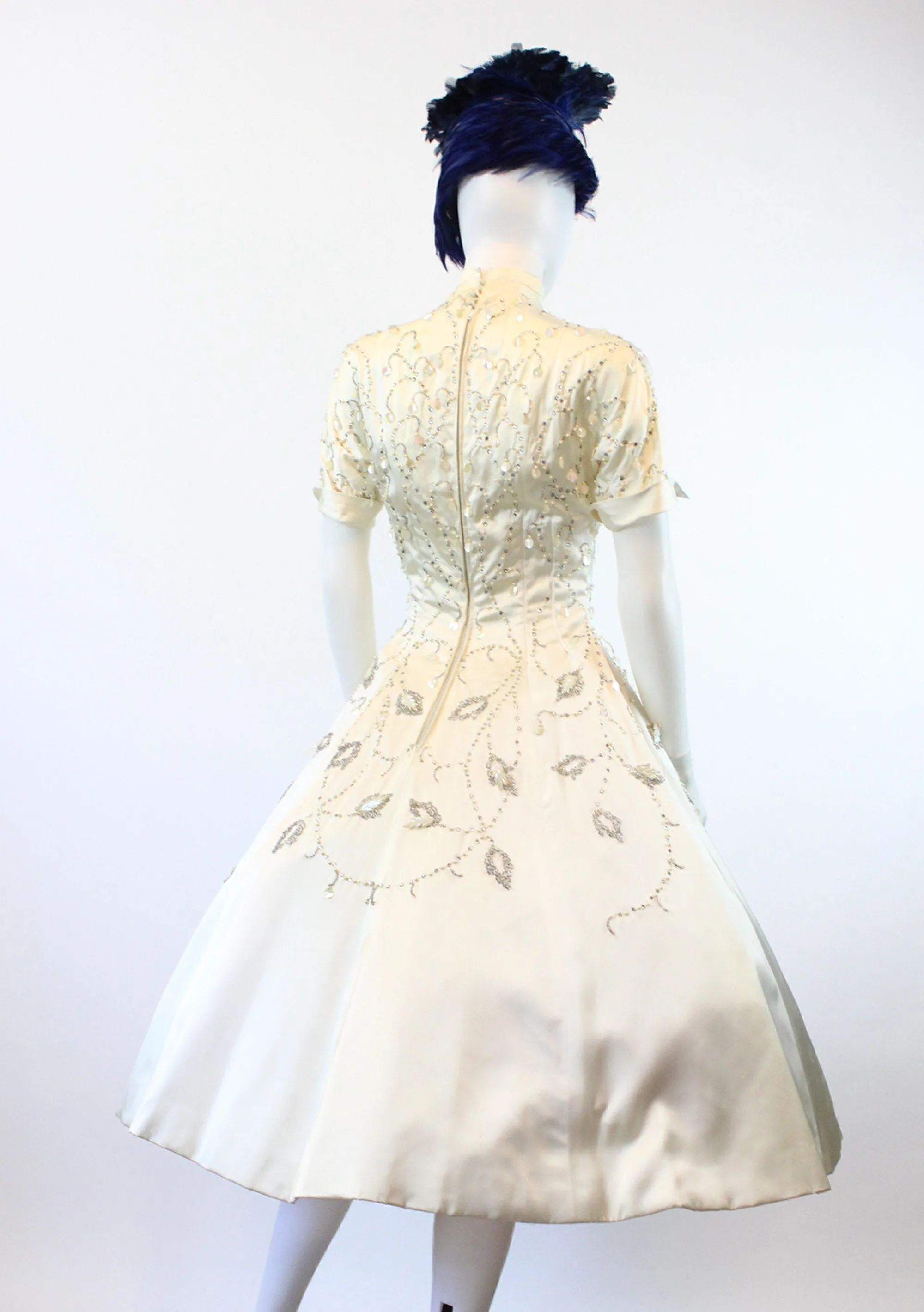 1950s RARE Ceil Chapman rhinestone beaded dress xs | new winter