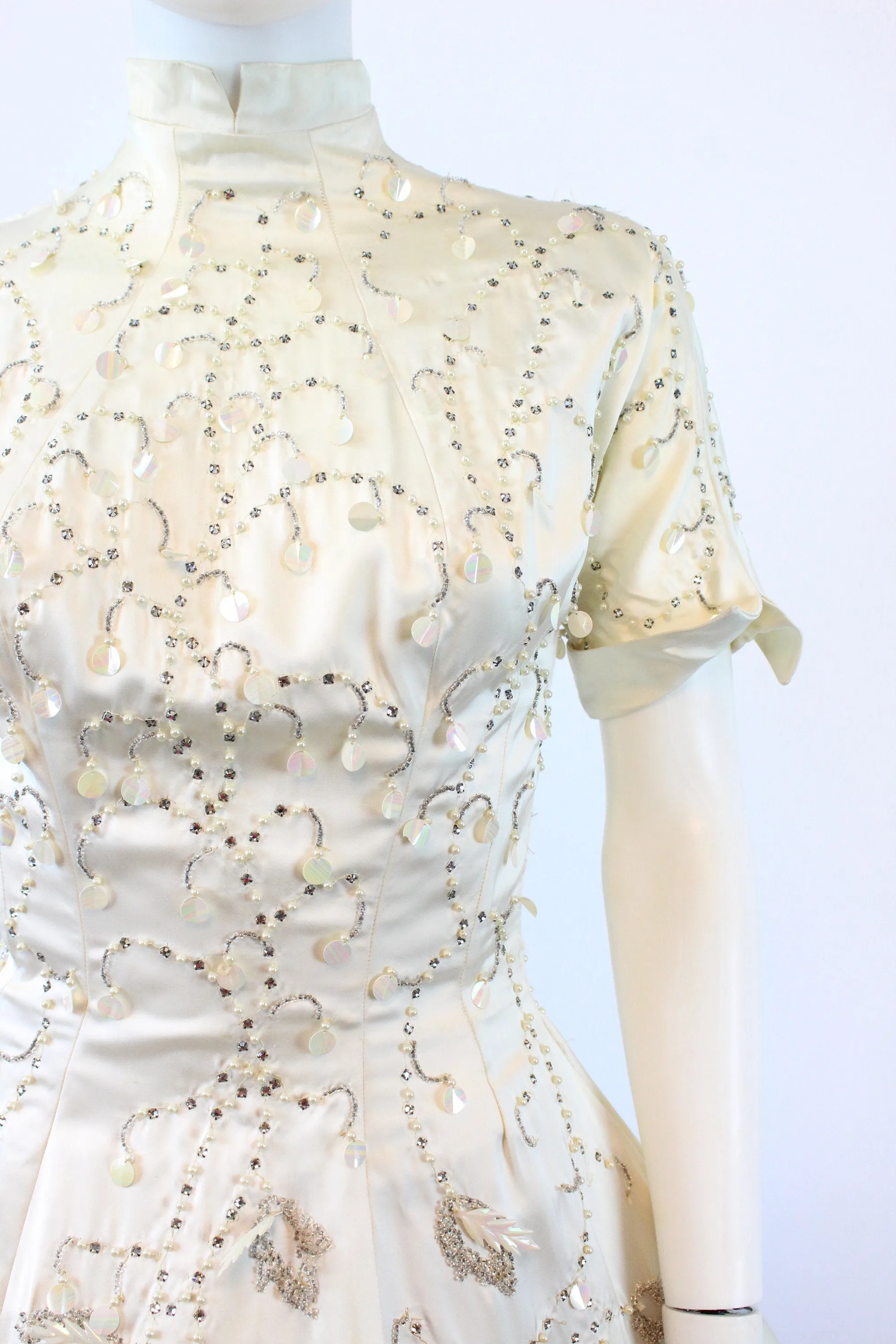 1950s RARE Ceil Chapman rhinestone beaded dress xs | new winter