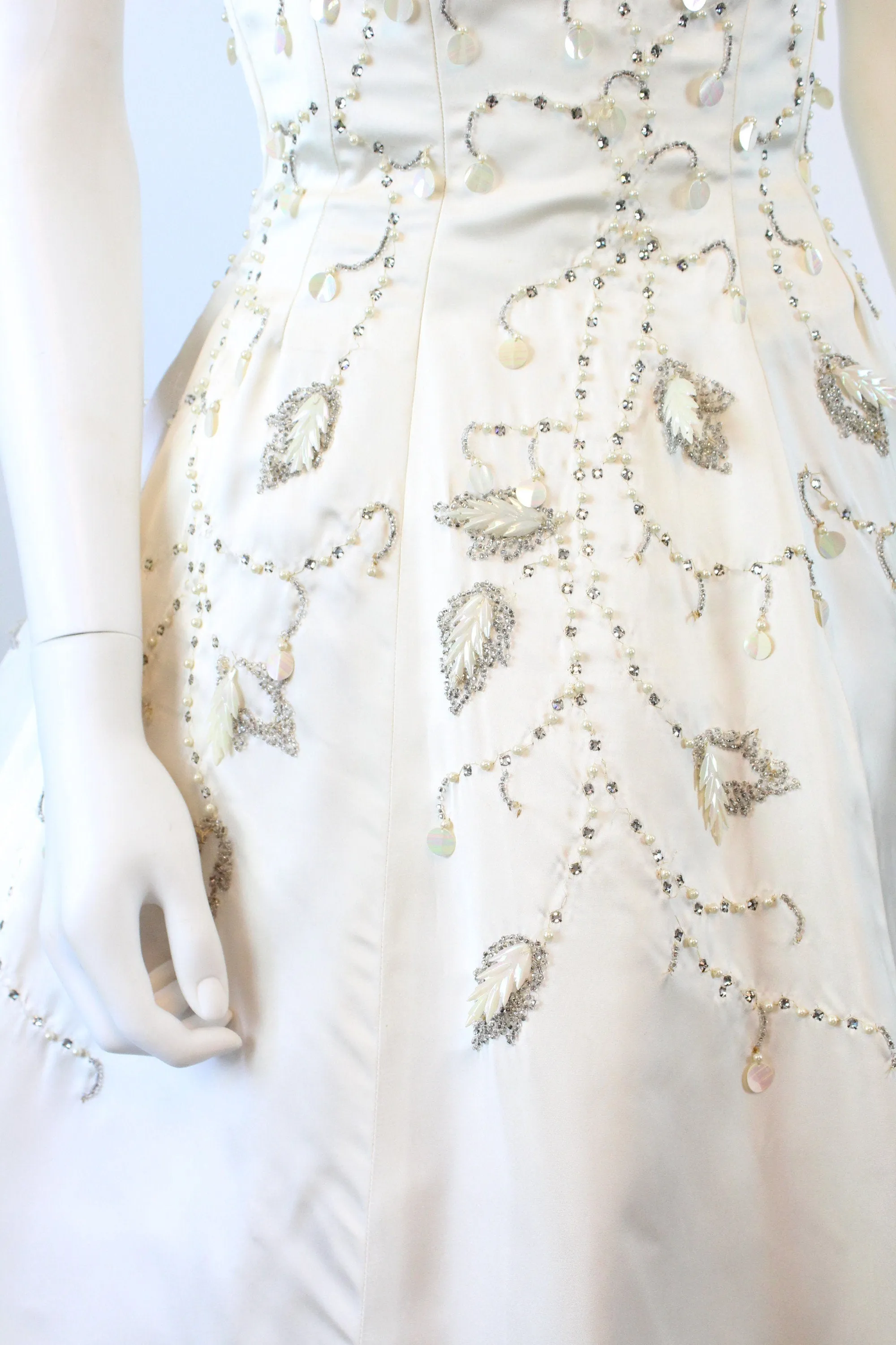 1950s RARE Ceil Chapman rhinestone beaded dress xs | new winter