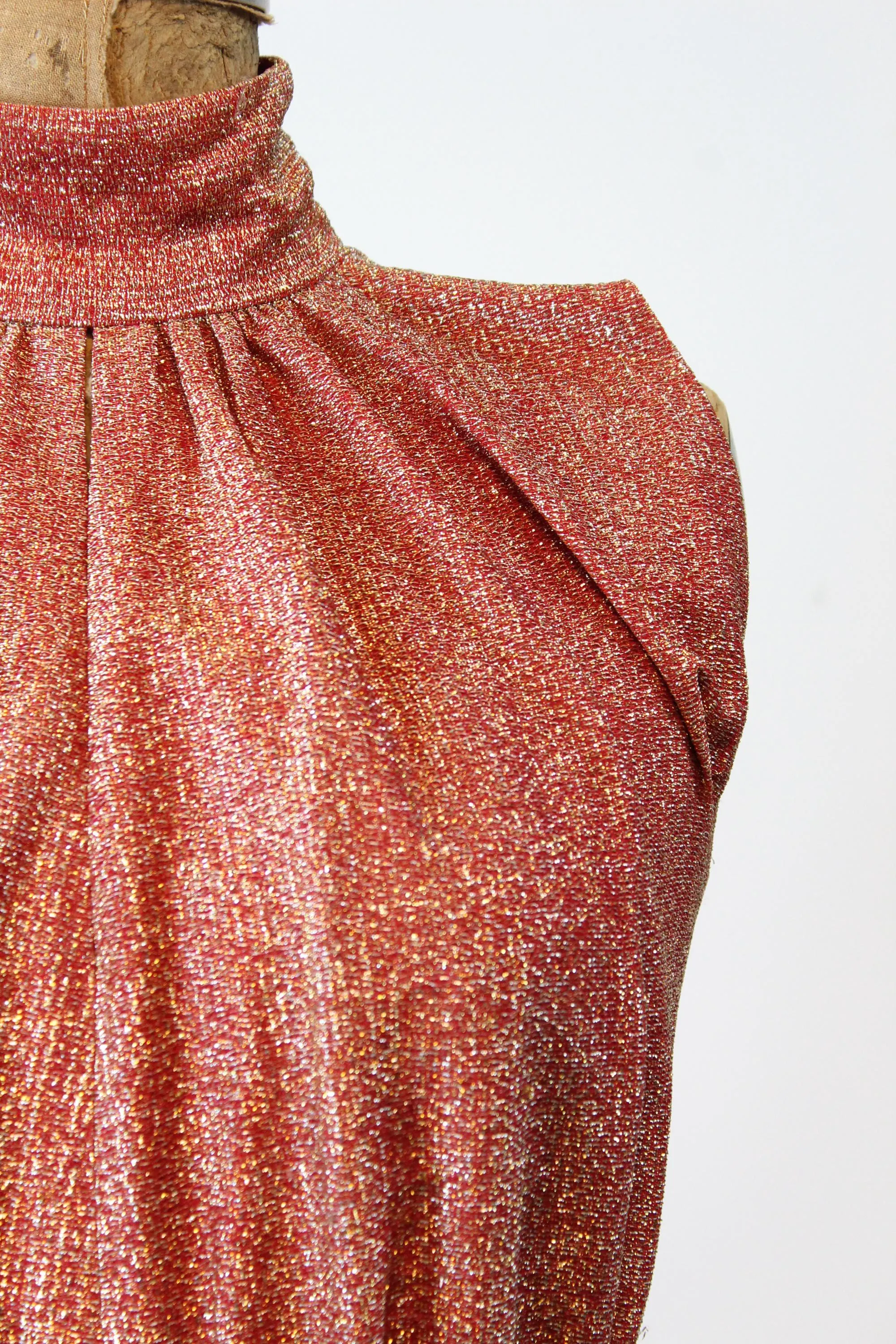 1960s LUREX metallic gown RHINESTONE belt dress small | new fall winter