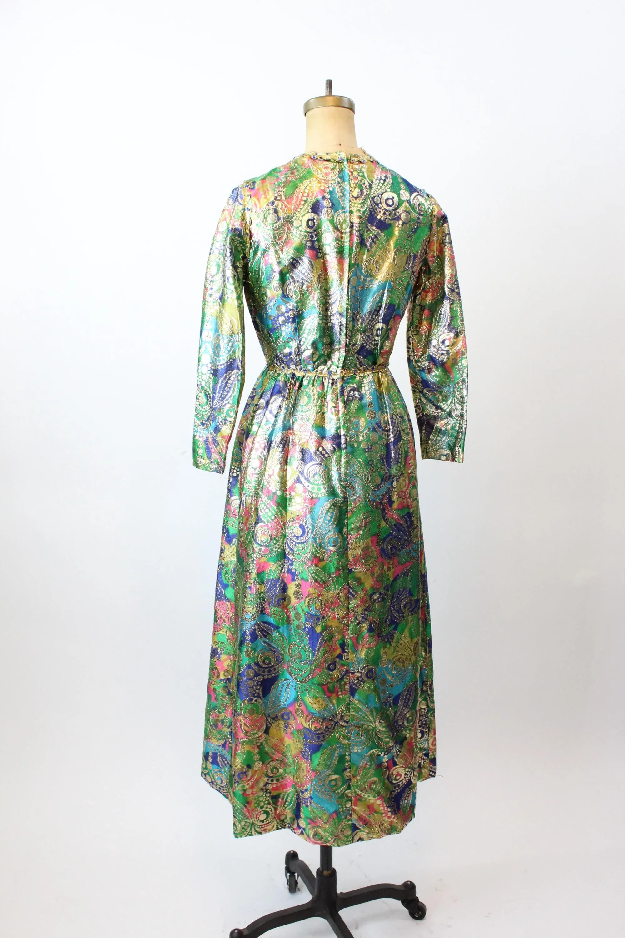 1960s LUREX metallic gown RHINESTONE dress xs | new fall winter
