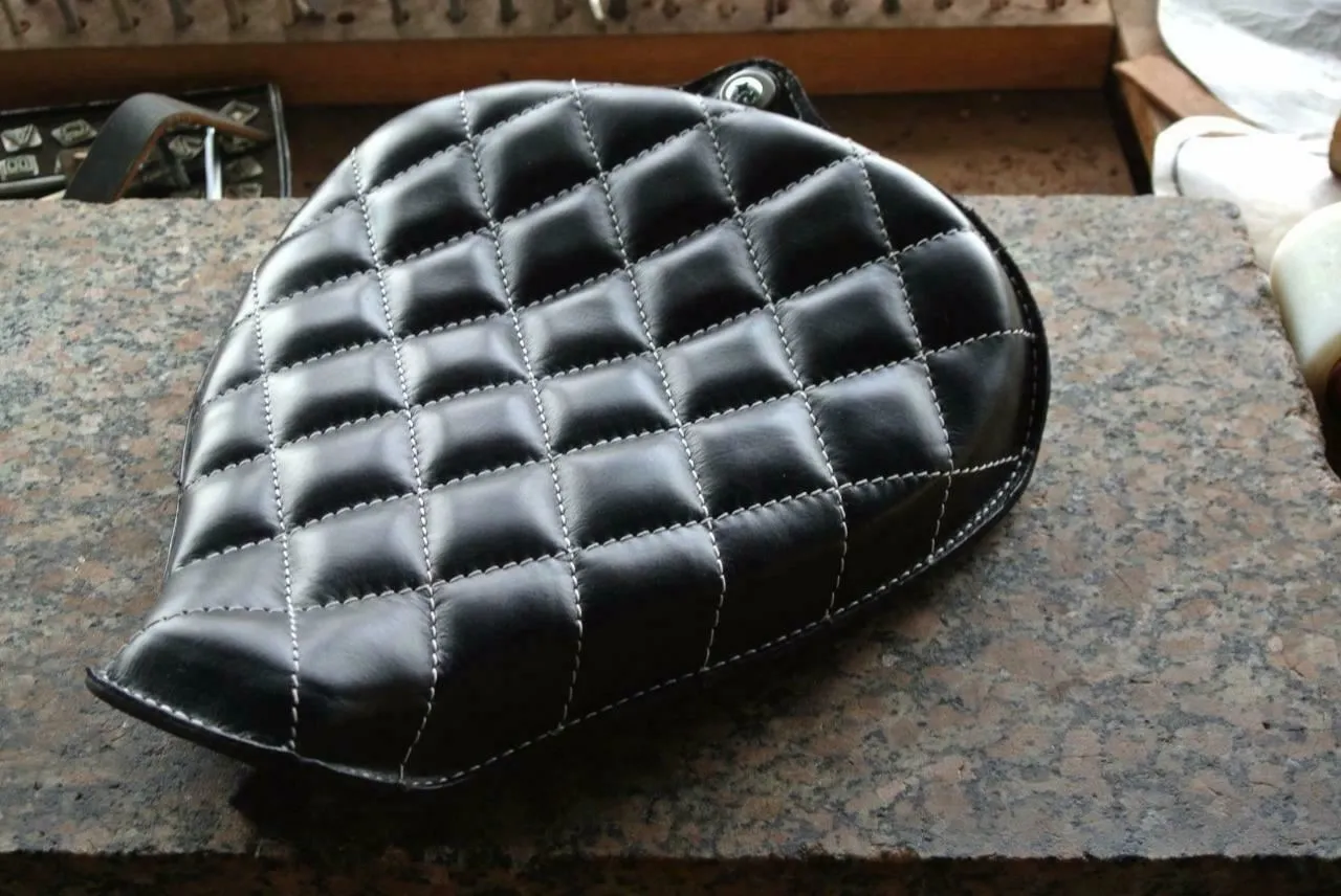 2004-2006 Sportster Harley On Frame Leather Seat Black White Stitch All Models