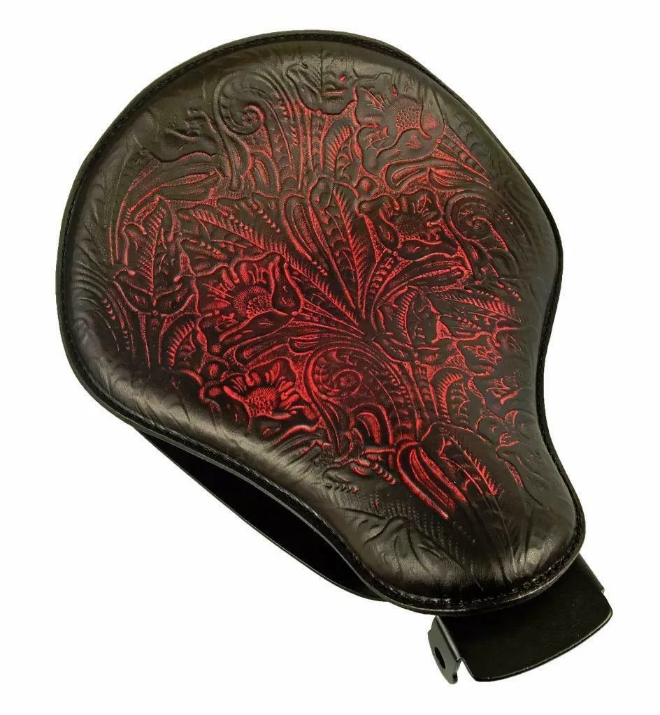 2010-2022 Harley Sportster Spring Seat Ant Red Tooled Leather Mount Kit bcs