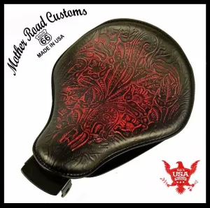 2010-2022 Harley Sportster Spring Seat Ant Red Tooled Leather Mount Kit bcs