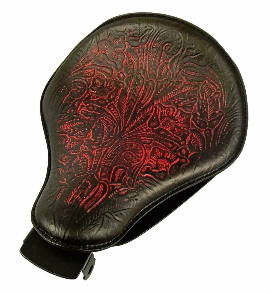 2010-2022 Harley Sportster Spring Seat Ant Red Tooled Leather Mount Kit bcs