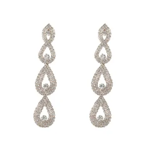 2023Super Flash Claw Chain Exaggerated European and American Earrings Women's Multi-Layer Drop-Shaped Full Diamond Long Earrings Bride Ornament Wholesale