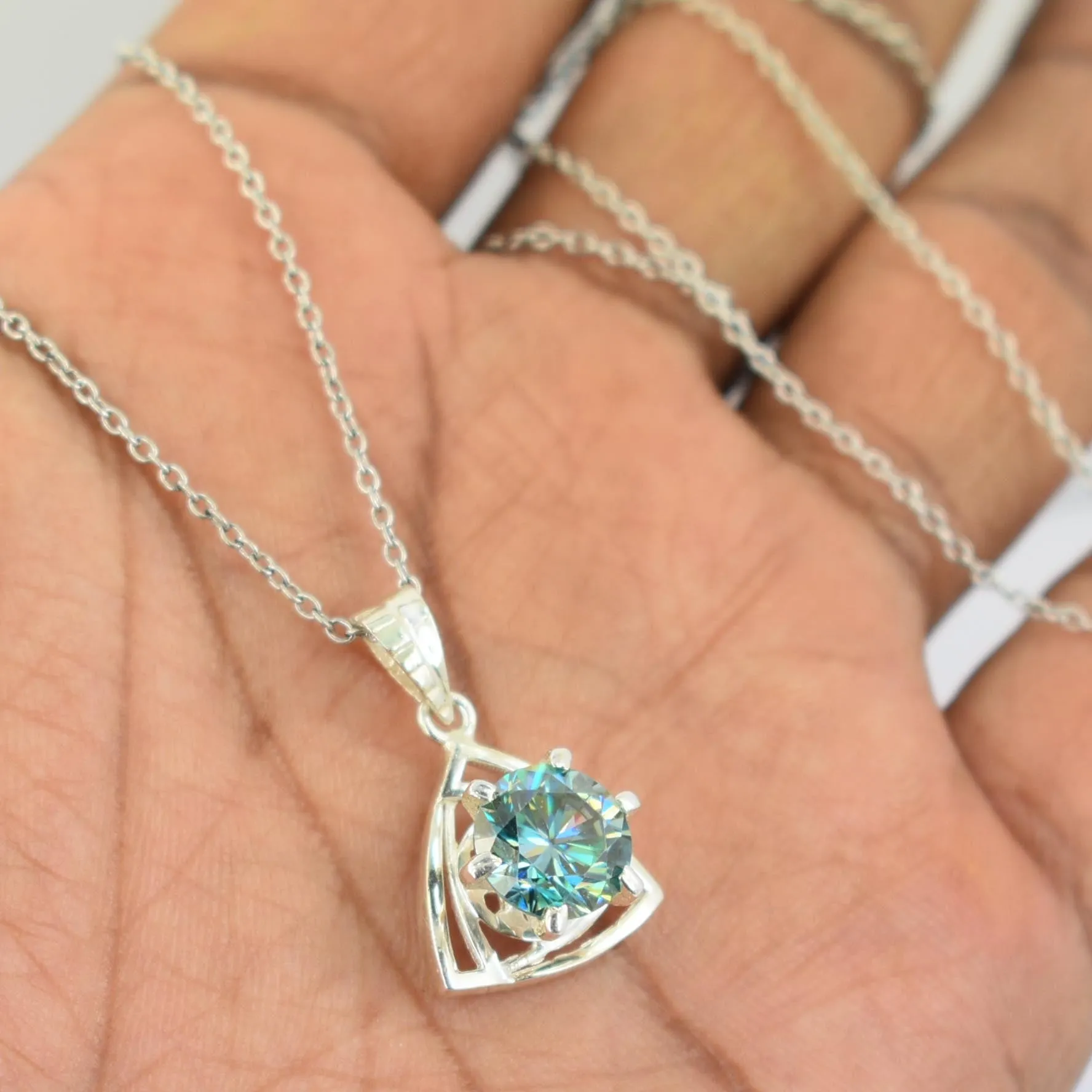 2.50 Carat Certified Vey Elegant Blue Diamond Solitaire Pendant in 925 Silver with Prong Setting, Great Shine & Elegant! Ideal Gift For Wife ,Girlfriend