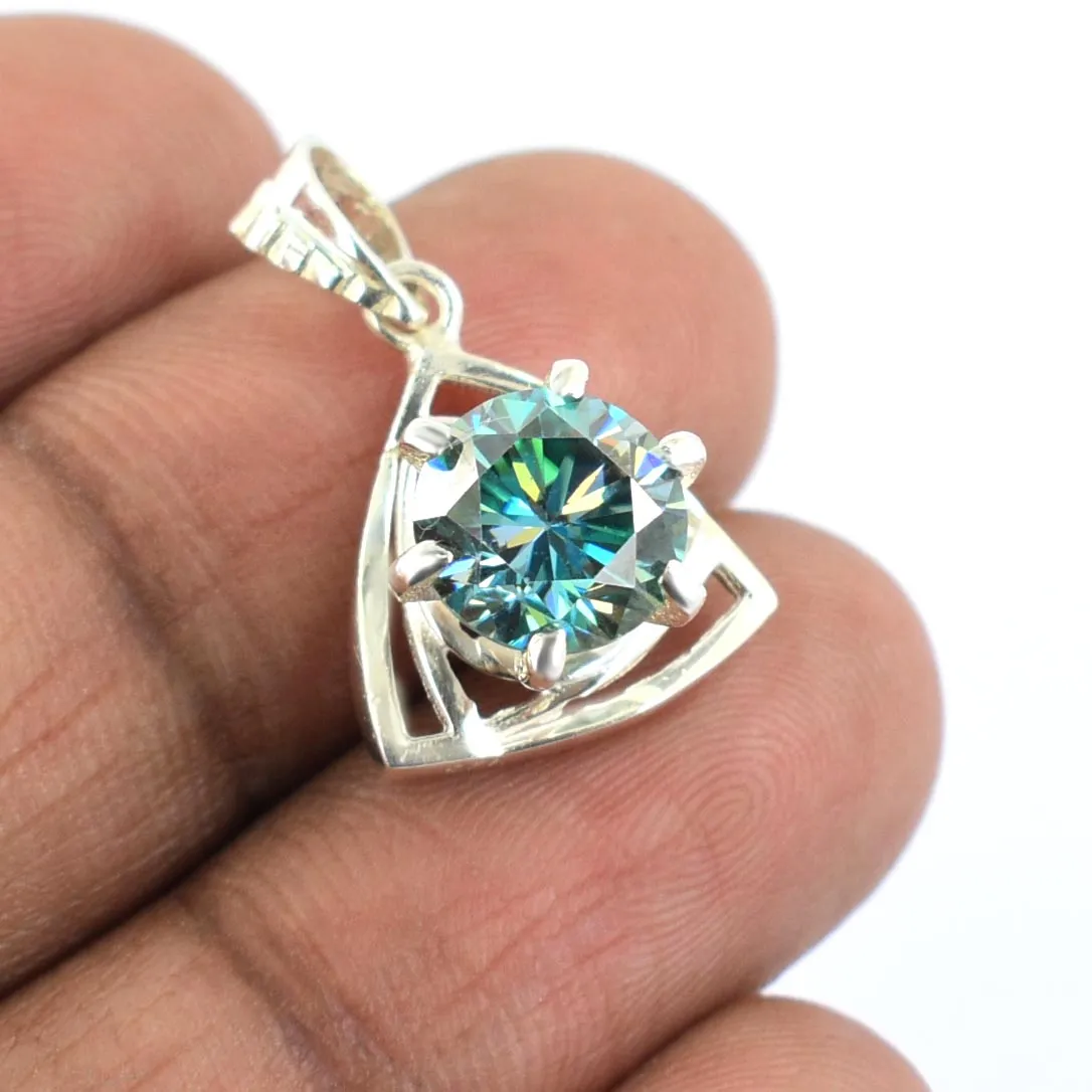 2.50 Carat Certified Vey Elegant Blue Diamond Solitaire Pendant in 925 Silver with Prong Setting, Great Shine & Elegant! Ideal Gift For Wife ,Girlfriend