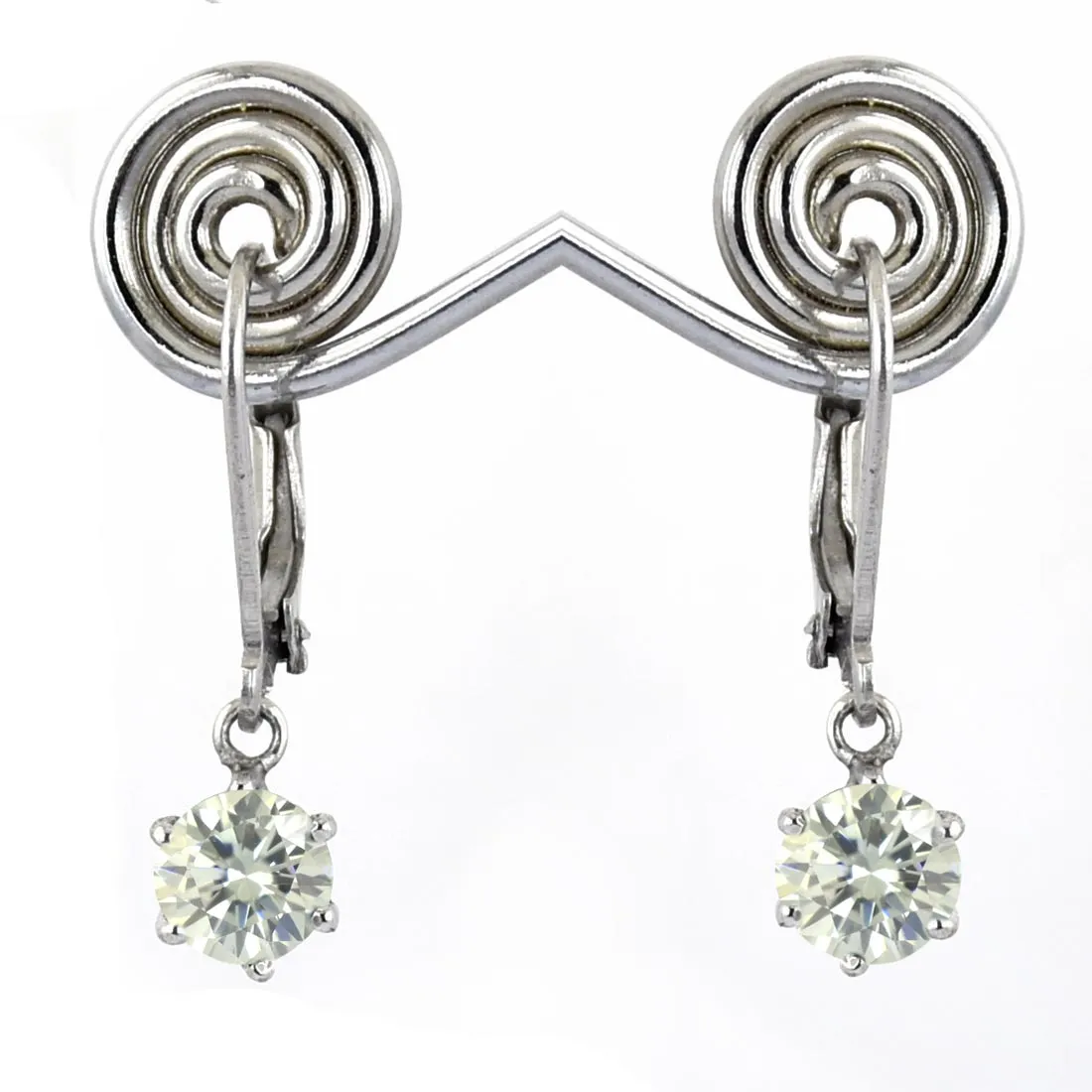 3 Ct AAA Certified, Lovely Off-White Solitaire Diamond Dangler Earring, Great Style & Very Elegant