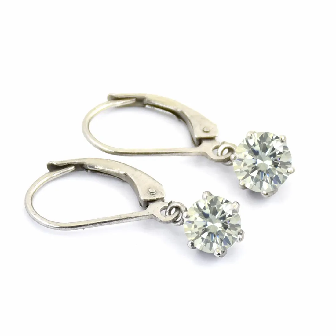 3 Ct AAA Certified, Lovely Off-White Solitaire Diamond Dangler Earring, Great Style & Very Elegant