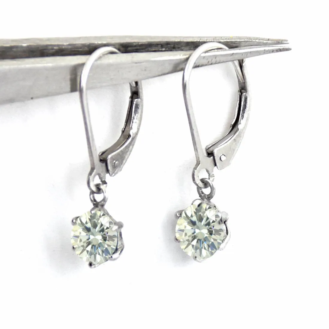 3 Ct AAA Certified, Lovely Off-White Solitaire Diamond Dangler Earring, Great Style & Very Elegant