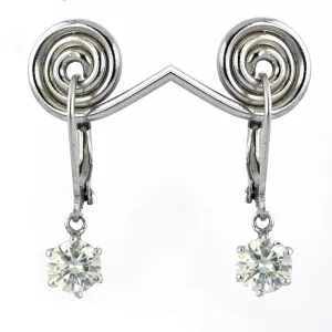 3 Ct AAA Certified, Lovely Off-White Solitaire Diamond Dangler Earring, Great Style & Very Elegant