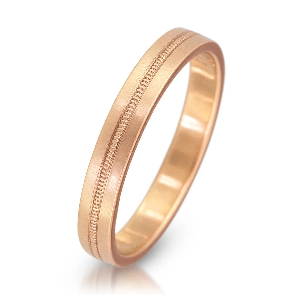 3mm Flat Milgrain Band