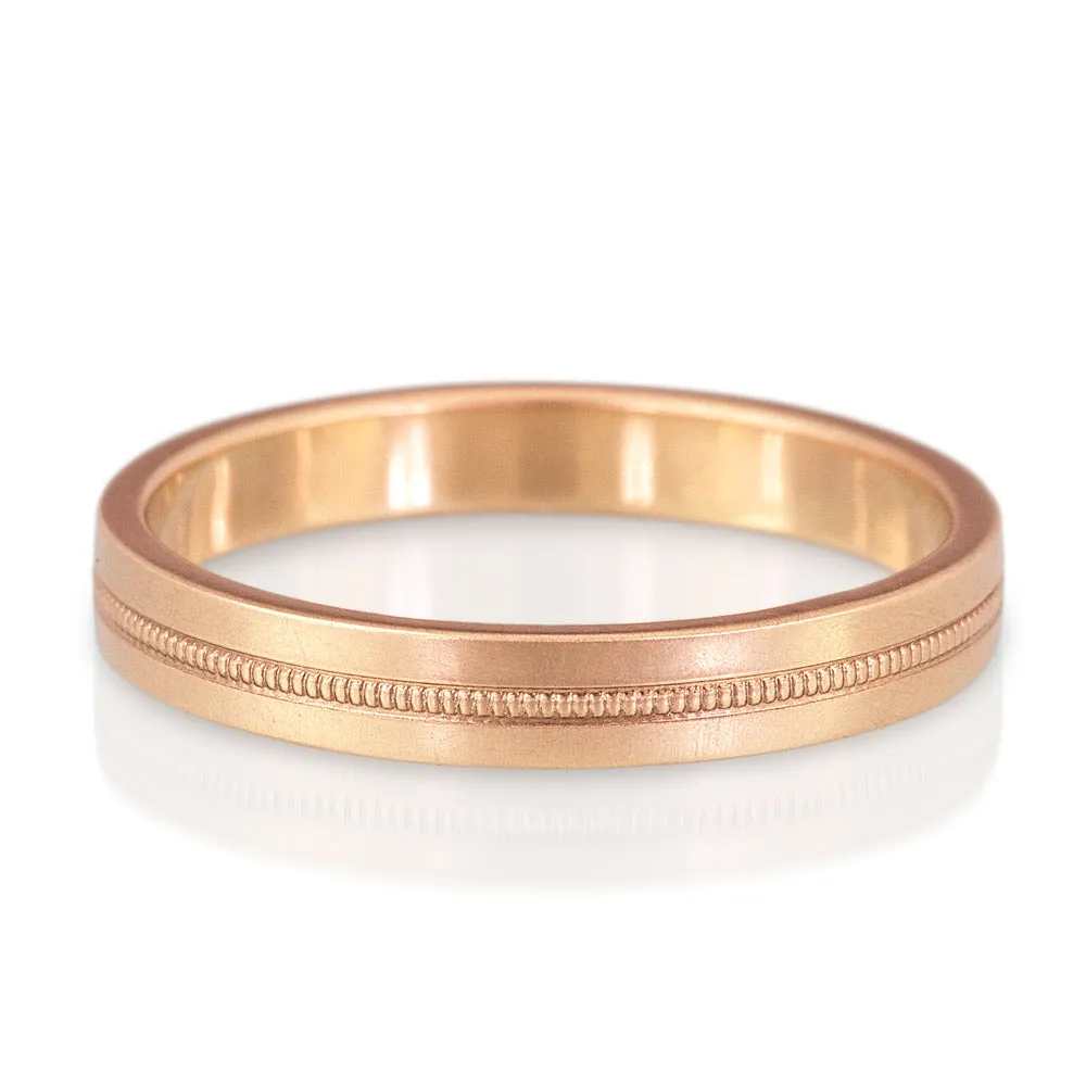 3mm Flat Milgrain Band