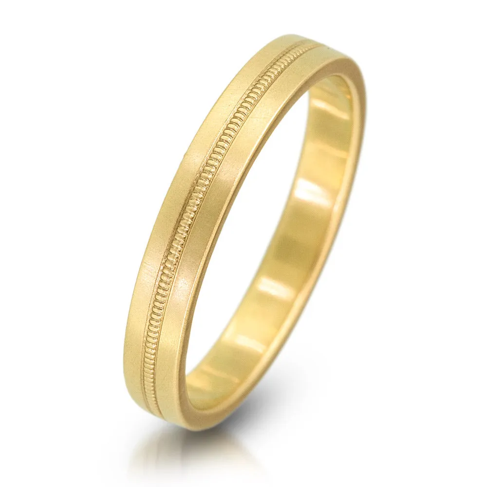 3mm Flat Milgrain Band