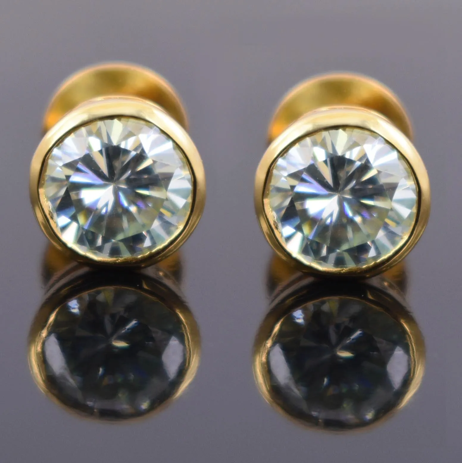4 Ct Elegant Off White Diamond Stud Earrings With Bezel Setting in 925 Silver! Great Shine & Beautiful Collection! Gift For Birthday/Anniversary!
