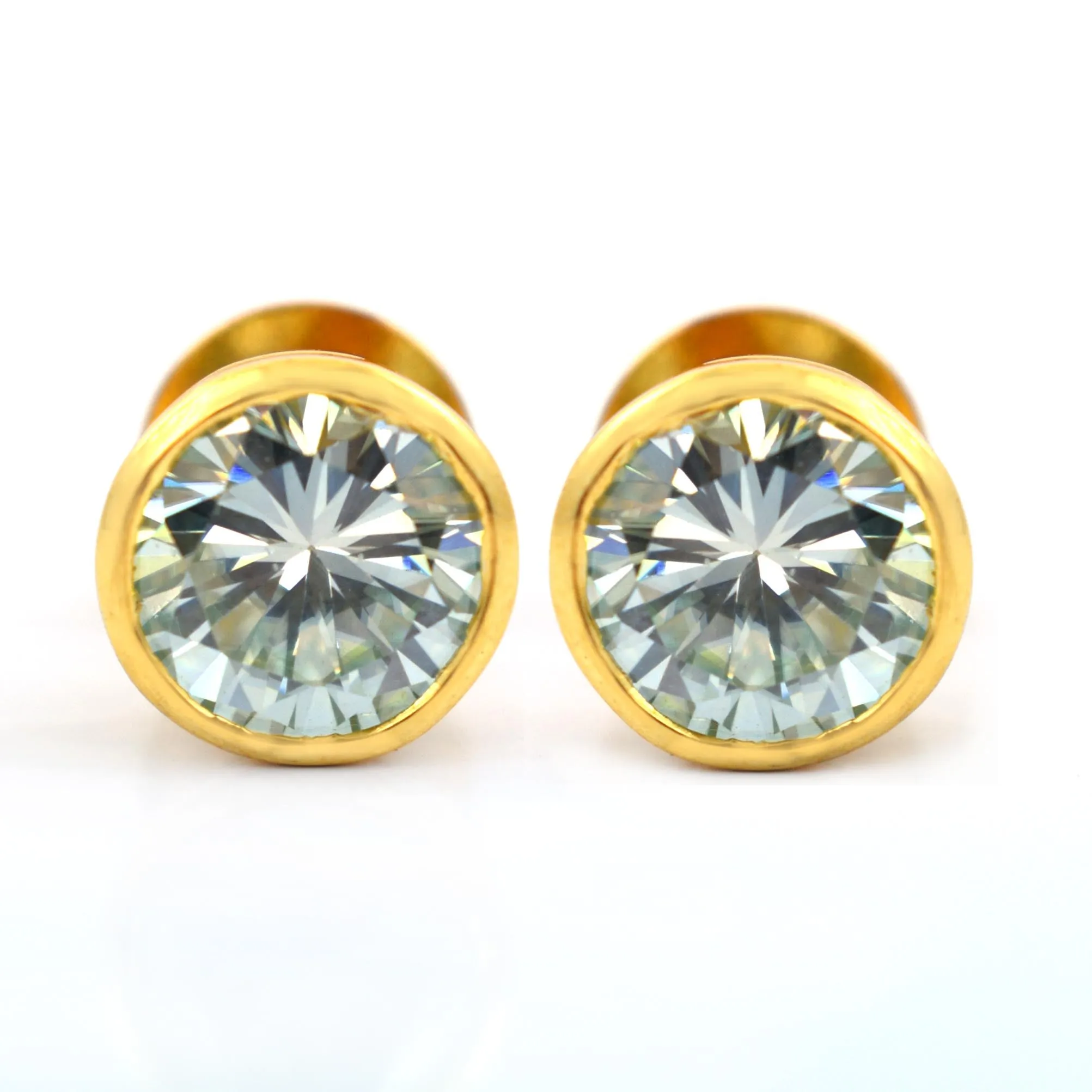 4 Ct Elegant Off White Diamond Stud Earrings With Bezel Setting in 925 Silver! Great Shine & Beautiful Collection! Gift For Birthday/Anniversary!